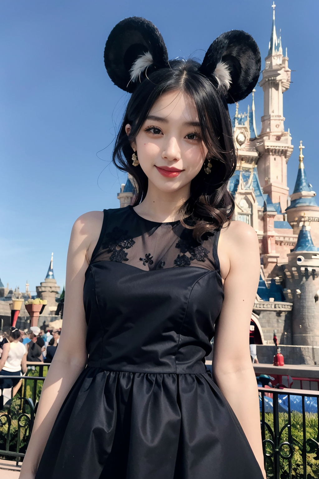 14300-97430459-,disneyland,1 girl,(cute dress_1.3),black hair,upper body,from front,(ears_1.1),looking at viewer,.png